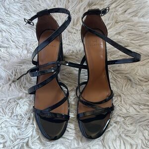 Strappy patent leather sandals